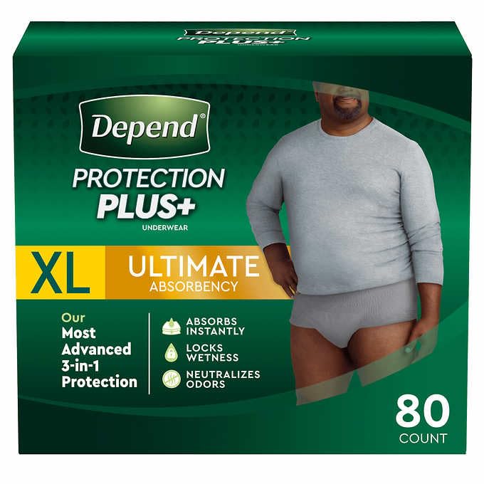 Depend Protection Plus Adult Diaper Ultimate Protection Plus Men XL 80 Count  (Packagng May Very)- nalkotguide